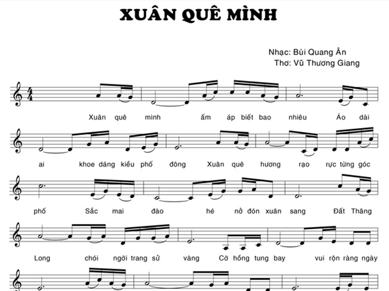 Nhạc: Bùi Quang Ân; Lời thơ: Vũ Thương Giang